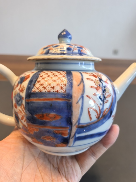 古玩陶瓷青花礬紅描金壺真品鑒賞圖