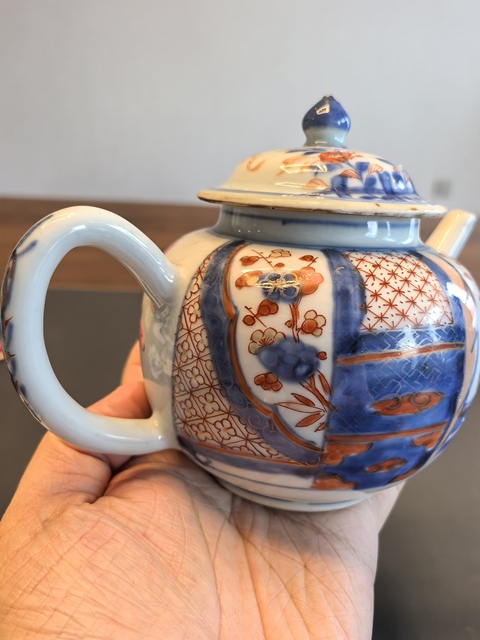 古玩陶瓷青花礬紅描金壺真品鑒賞圖