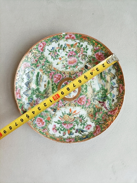 古玩陶瓷廣彩山水花卉紋盤真品鑒賞圖