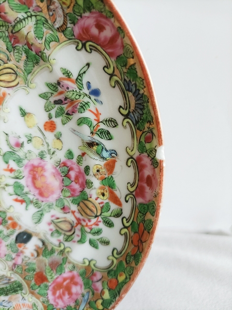 古玩陶瓷廣彩山水花卉紋盤真品鑒賞圖