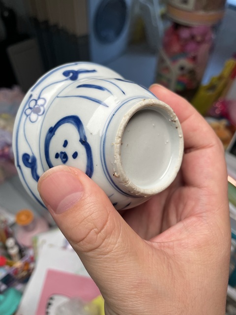 古玩陶瓷晚清青花折沿杯真品鑒賞圖