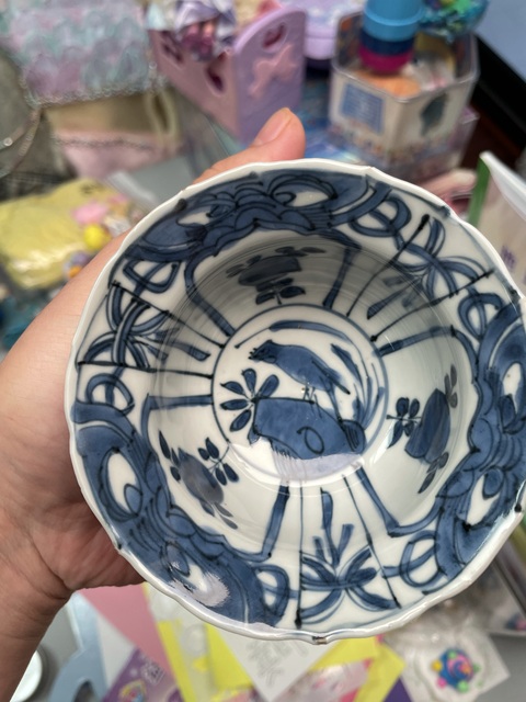 古玩陶瓷晚明青花折沿杯真品鑒賞圖