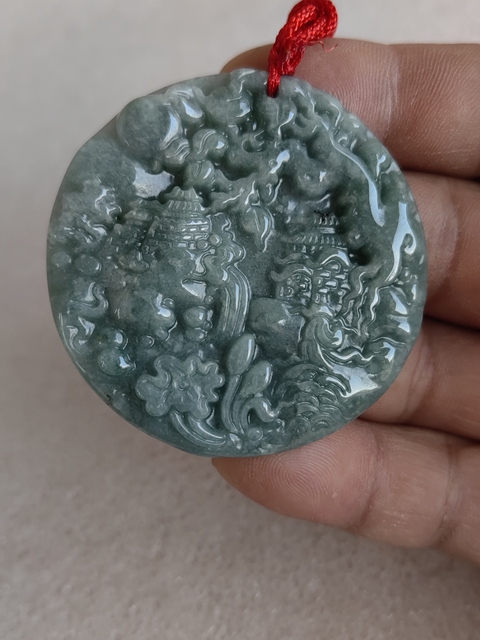 古玩玉器天然翡翠雕“山水牌”拍賣(mài),當(dāng)前價(jià)格298元