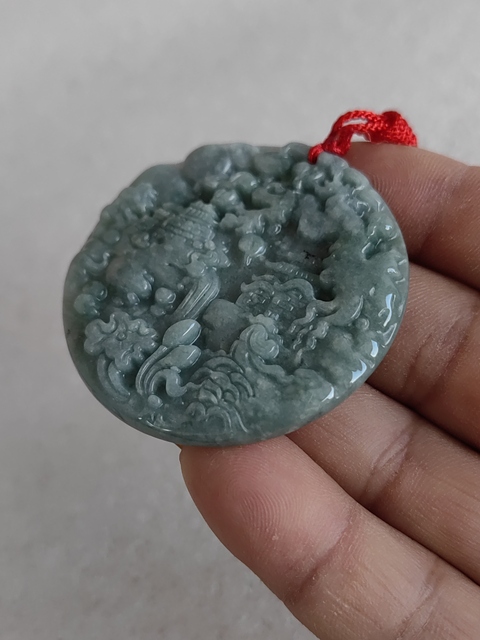古玩玉器天然翡翠雕“山水牌”拍賣(mài),當(dāng)前價(jià)格298元