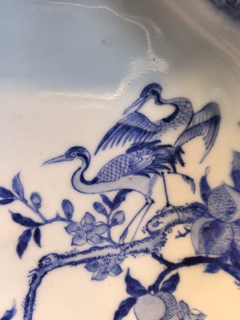 古玩陶瓷超細路道光青花鶴壽延年紋花口盤拍賣,當前價格3980元