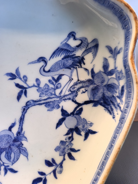 古玩陶瓷超細路道光青花鶴壽延年紋花口盤拍賣,當前價格3980元