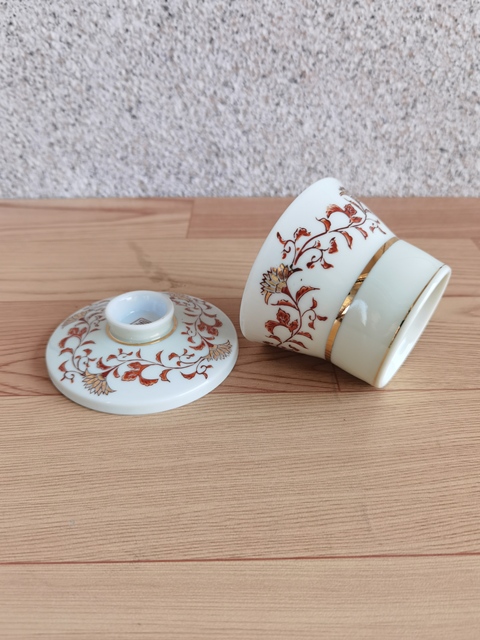 古玩陶瓷花卉紋蓋杯拍賣,當前價格168元
