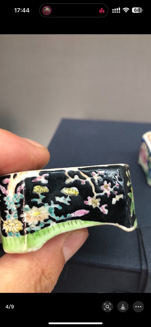 古玩陶瓷粉彩墨池真品鑒賞圖