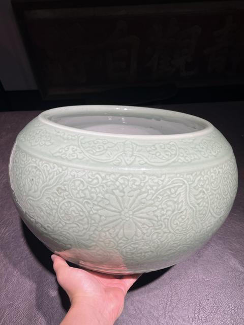 古玩陶瓷豆青釉水呈真品鑒賞圖