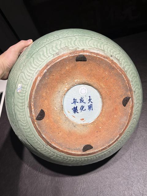 古玩陶瓷豆青釉水呈真品鑒賞圖