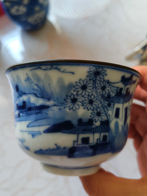 古玩陶瓷青花人物故事紋杯真品鑒賞圖