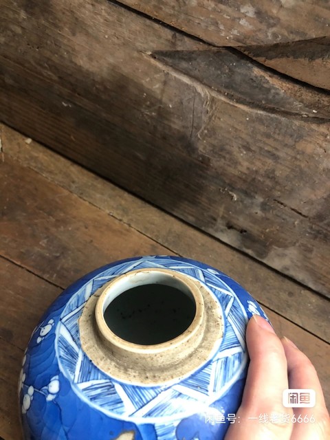 古玩陶瓷青花留白冰梅紋罐真品鑒賞圖