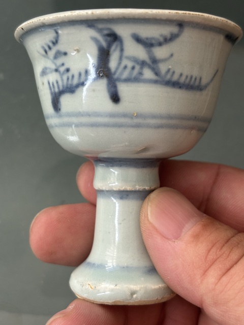古玩陶瓷花鳥紋青花高足杯拍賣,當前價格8800元
