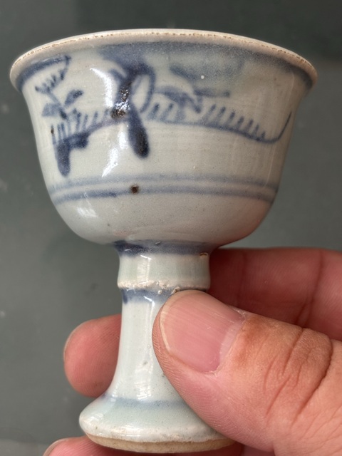 古玩陶瓷花鳥紋青花高足杯拍賣,當前價格8800元