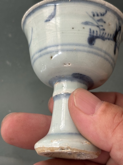 古玩陶瓷花鳥紋青花高足杯拍賣,當前價格8800元