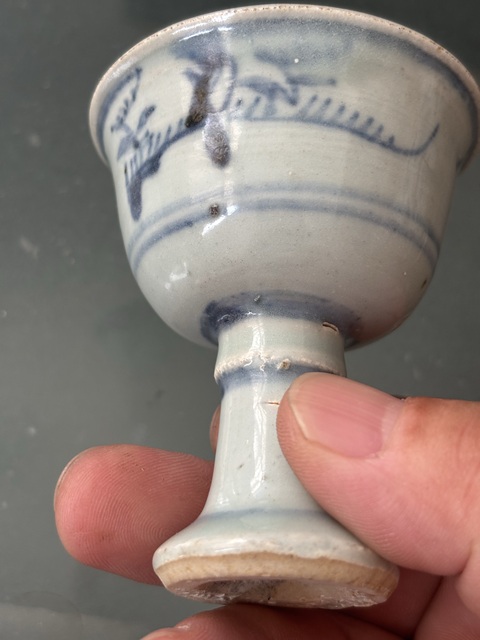 古玩陶瓷花鳥紋青花高足杯拍賣,當前價格8800元