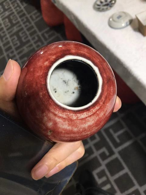古玩陶瓷郎紅釉水盂真品鑒賞圖