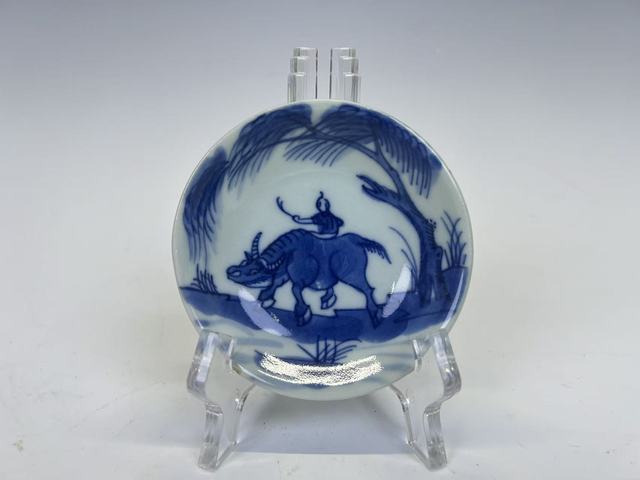 古玩陶瓷清中期·青花童子牧牛碟拍賣，當前價格297元