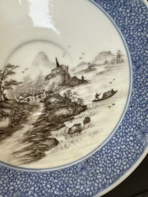 古玩陶瓷青花墨彩盤真品鑒賞圖