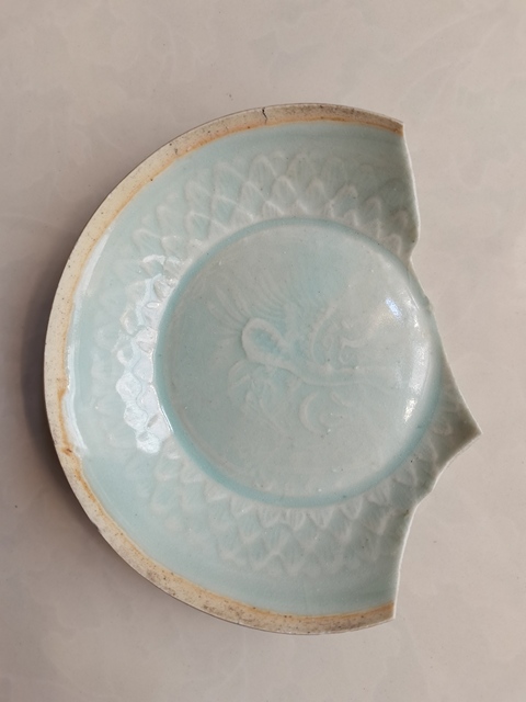 古玩陶瓷湖田窯影青釉印花洗真品鑒賞圖