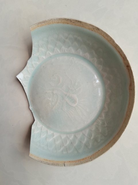 古玩陶瓷湖田窯影青釉印花洗真品鑒賞圖