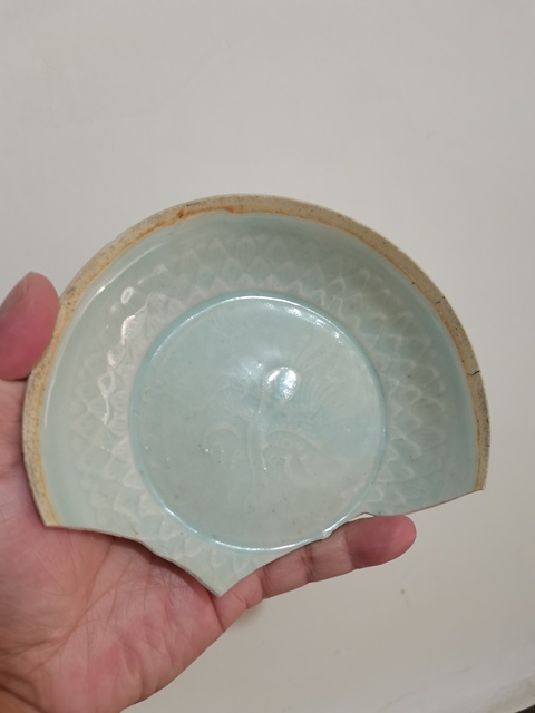 古玩陶瓷湖田窯影青釉印花洗真品鑒賞圖