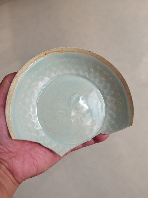 古玩陶瓷湖田窯影青釉印花洗真品鑒賞圖