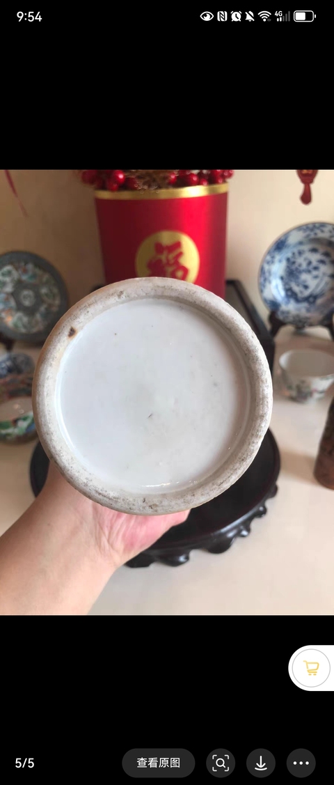 古玩陶瓷人物紋五彩花觚真品鑒賞圖