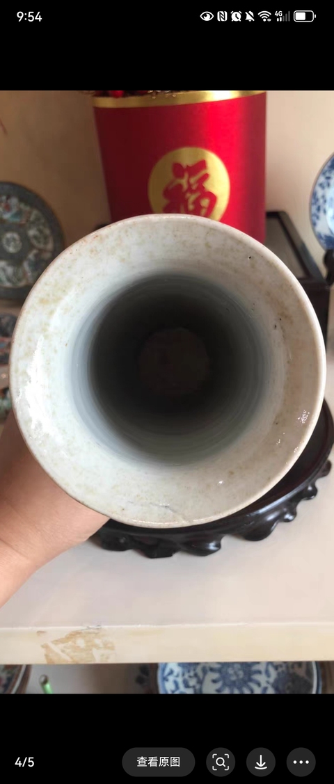 古玩陶瓷人物紋五彩花觚真品鑒賞圖