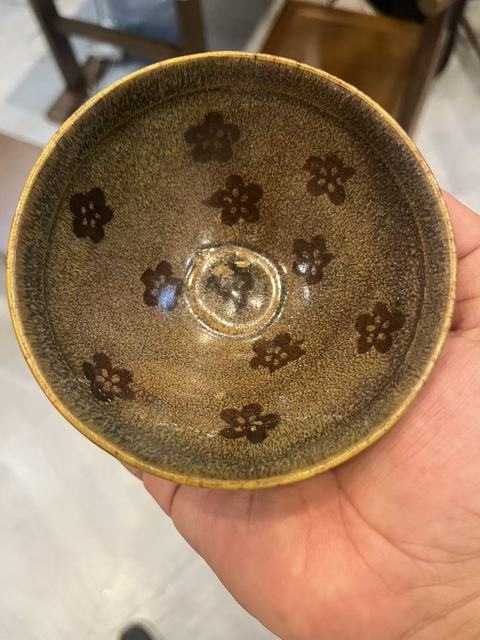 古玩陶瓷吉州窯窯變貼花盞，注意品相真品鑒賞圖