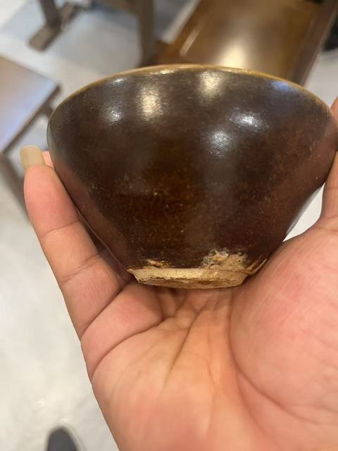 古玩陶瓷吉州窯窯變貼花盞，注意品相真品鑒賞圖