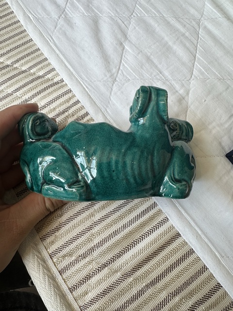 古玩陶瓷綠釉動物擺件真品鑒賞圖