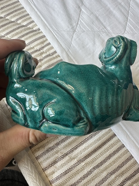 古玩陶瓷綠釉動物擺件真品鑒賞圖