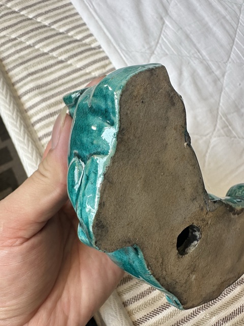 古玩陶瓷綠釉動物擺件真品鑒賞圖
