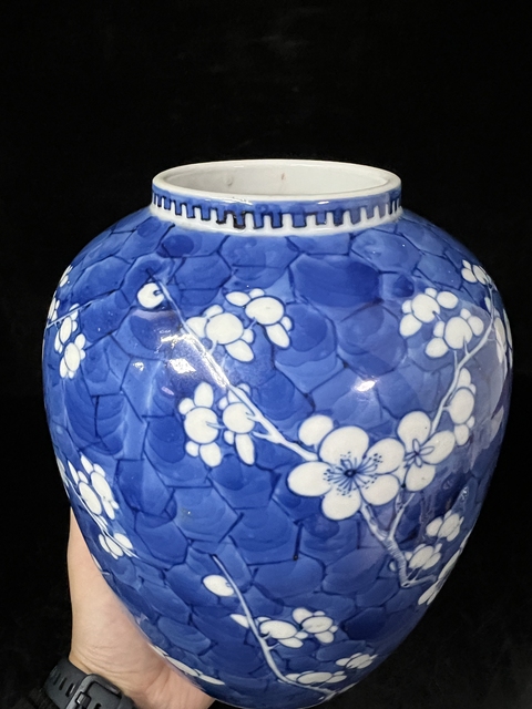 古玩陶瓷青花留白冰梅紋罐真品鑒賞圖