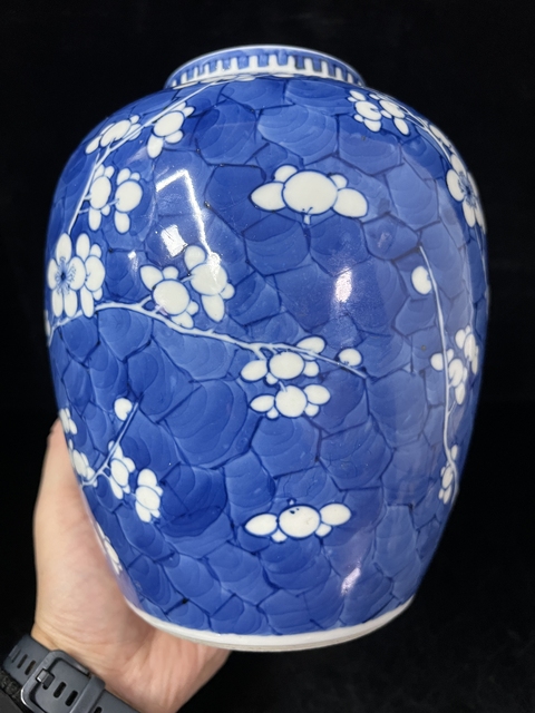 古玩陶瓷青花留白冰梅紋罐真品鑒賞圖