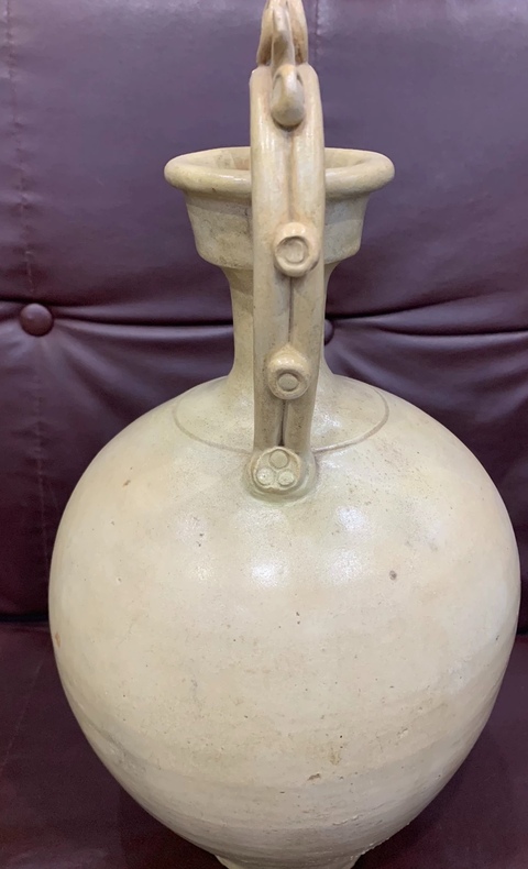 古玩陶瓷鞏縣窯白釉雙龍瓶,疑似有修真品鑒賞圖