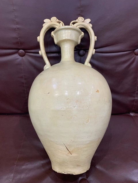 古玩陶瓷鞏縣窯白釉雙龍瓶,疑似有修真品鑒賞圖