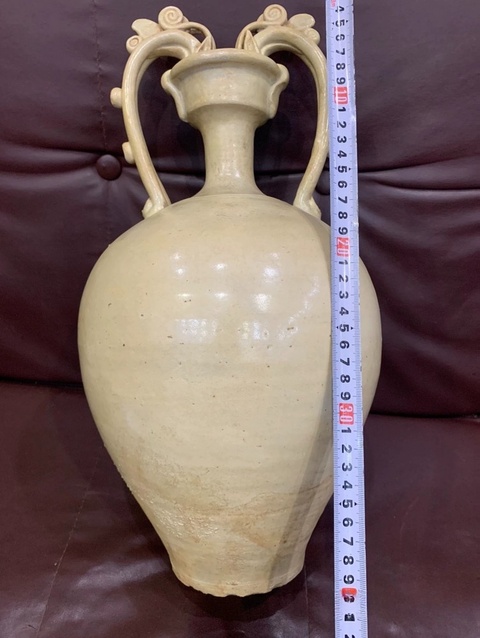 古玩陶瓷鞏縣窯白釉雙龍瓶,疑似有修真品鑒賞圖