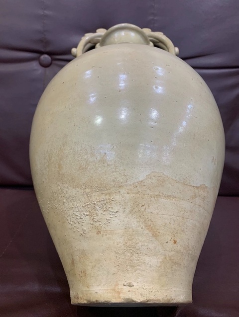 古玩陶瓷鞏縣窯白釉雙龍瓶,疑似有修真品鑒賞圖