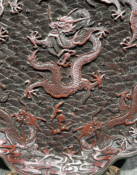 古玩雜項剔紅盤真品鑒賞圖