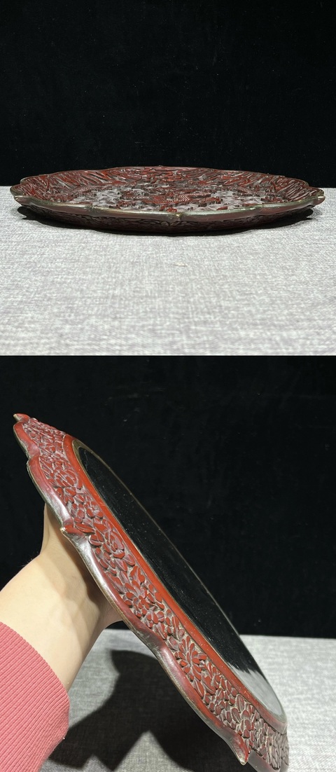 古玩雜項剔紅盤真品鑒賞圖