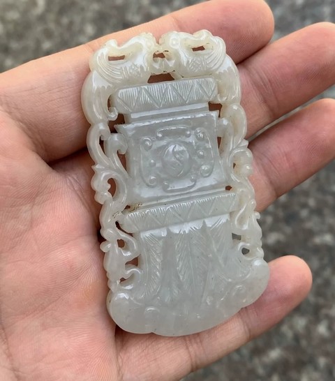 古玩玉器和田玉雕雙鳳紋佩真品鑒賞圖