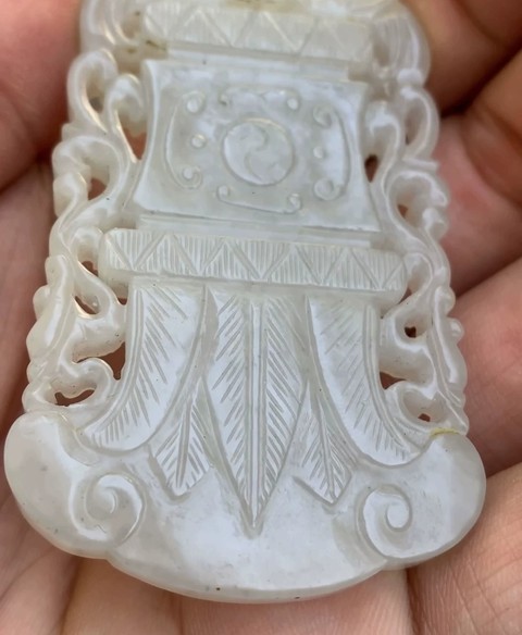 古玩玉器和田玉雕雙鳳紋佩真品鑒賞圖