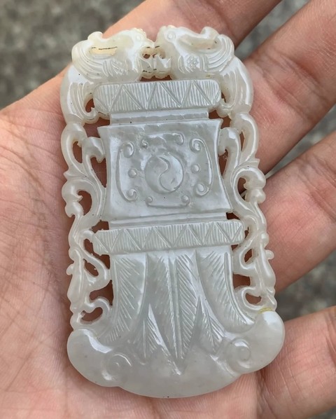 古玩玉器和田玉雕雙鳳紋佩真品鑒賞圖