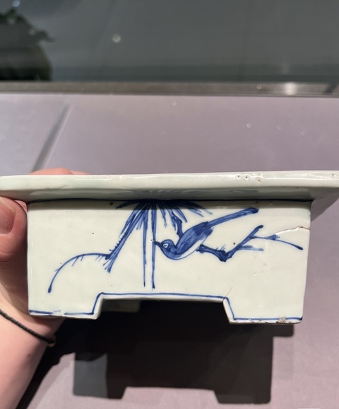 古玩陶瓷山水人物四方盤真品鑒賞圖