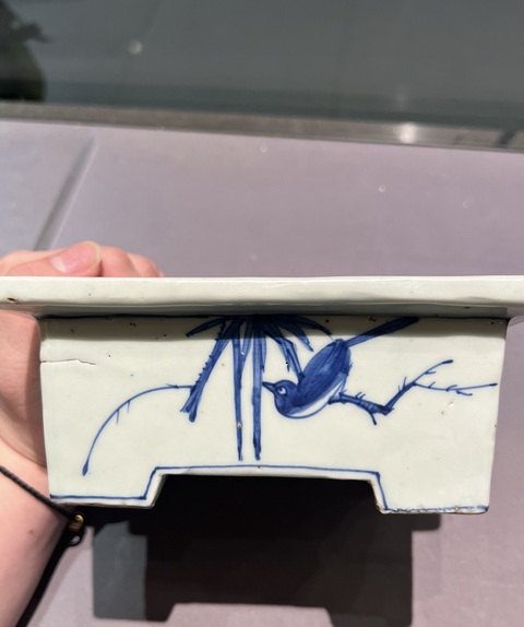 古玩陶瓷山水人物四方盤真品鑒賞圖