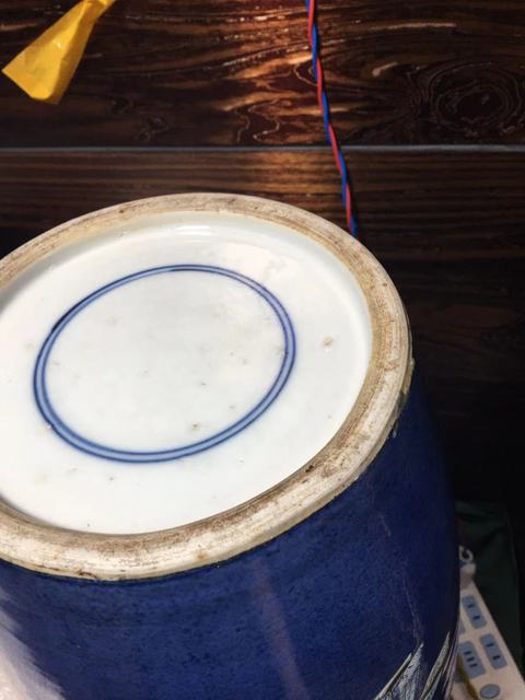 古玩陶瓷藍釉粉彩貝型瓶真品鑒賞圖