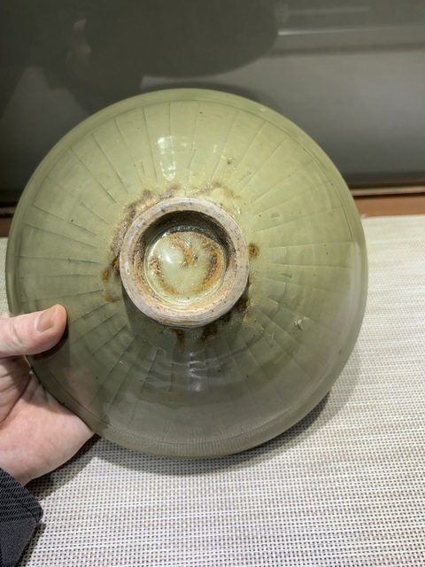 古玩陶瓷耀州窯菠蘿牡丹大碗真品鑒賞圖