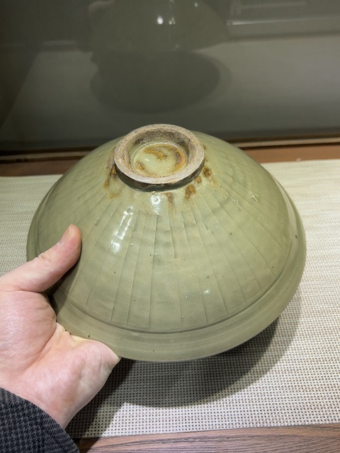 古玩陶瓷耀州窯菠蘿牡丹大碗真品鑒賞圖